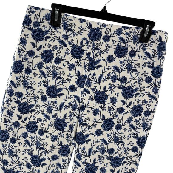Talbots Blue Floral Chatham Ankle White Cotton Pants - Picture 5 of 12